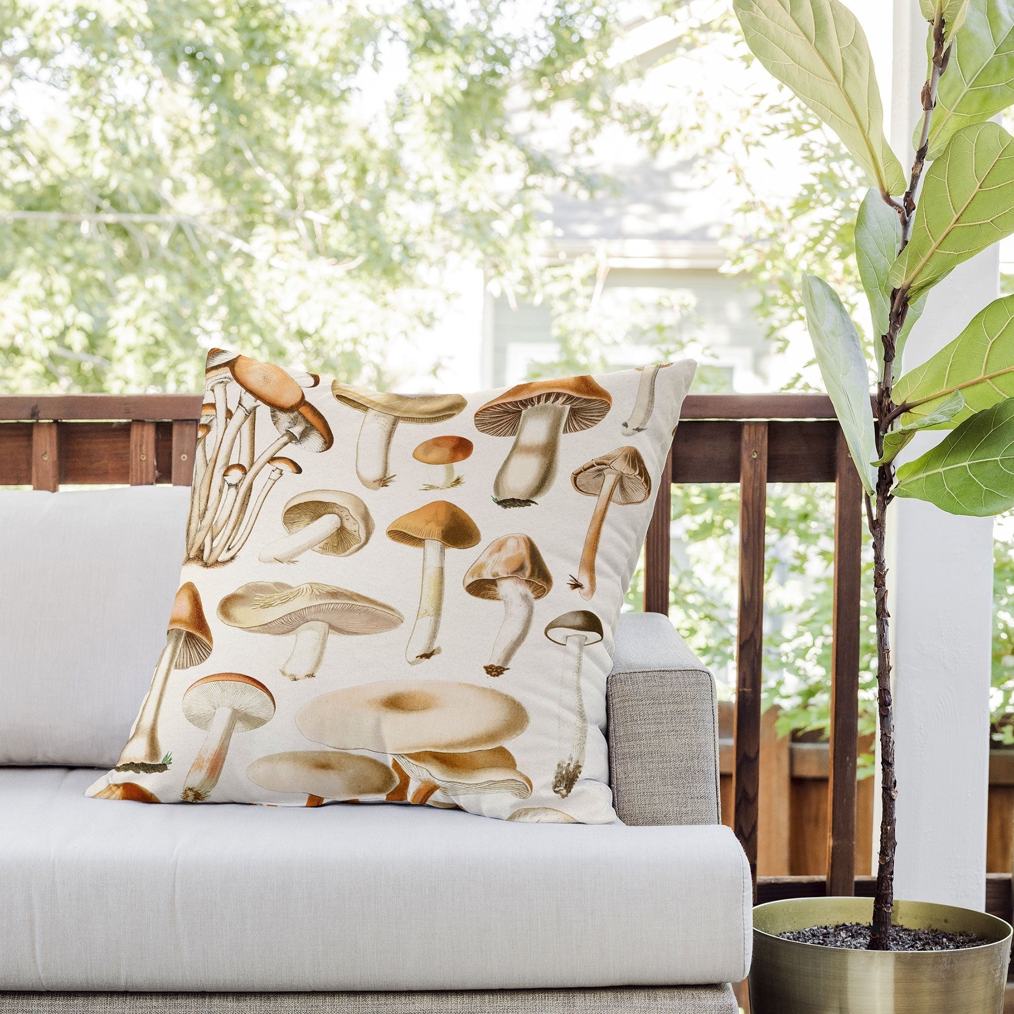 Gal Design Mushrooms Collection Outdoor Throw Pillow