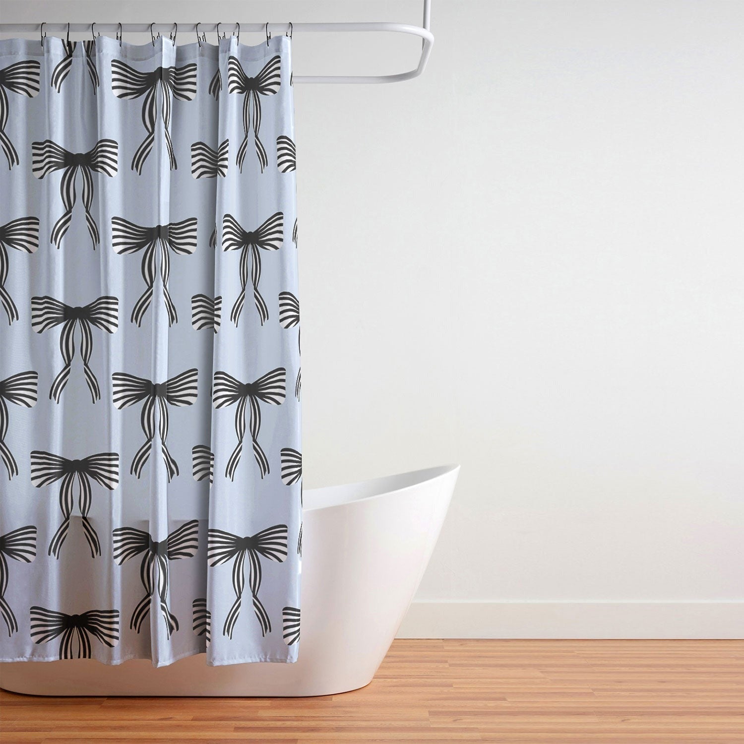 Design by Spark Black Striped Bows Shower Curtain