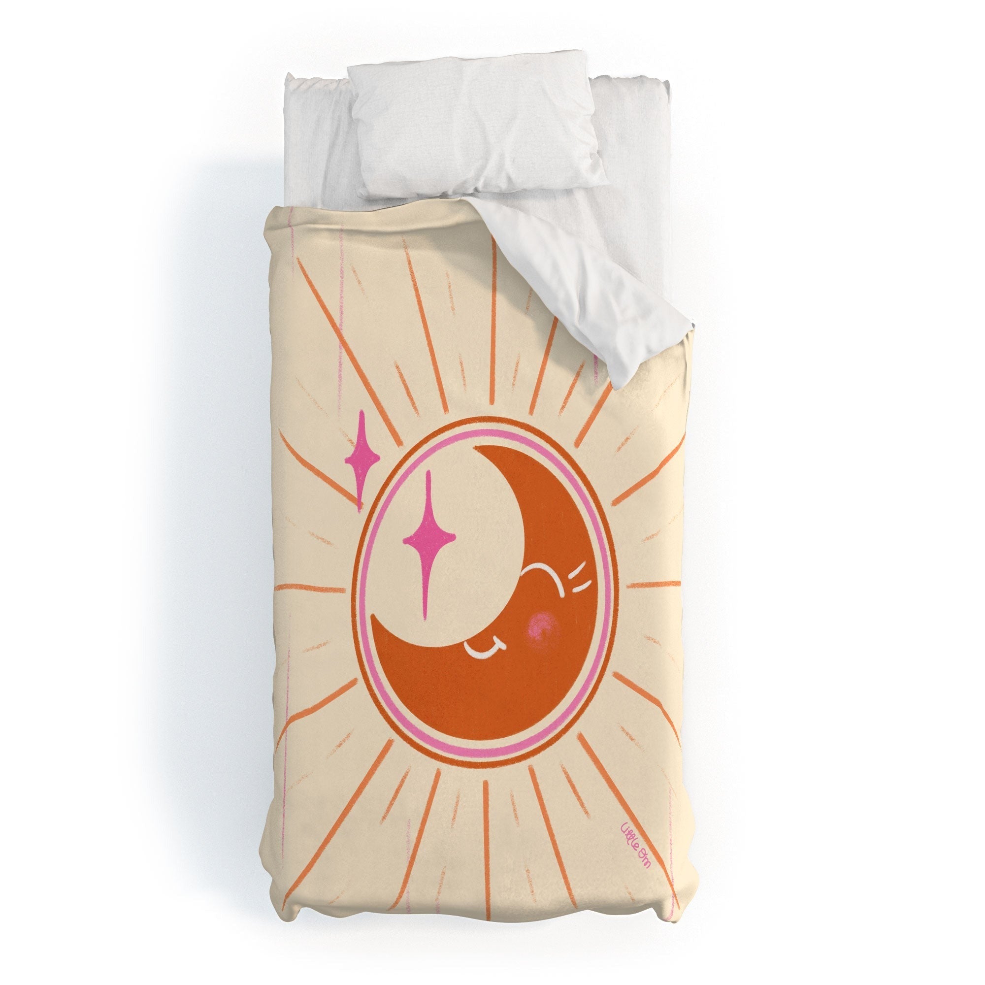 Little Om Celestial Moon cream Duvet Cover
