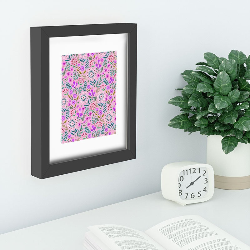 Pimlada Phuapradit Ditsy Purple Floral Half Drop Recessed Framing Rectangle
