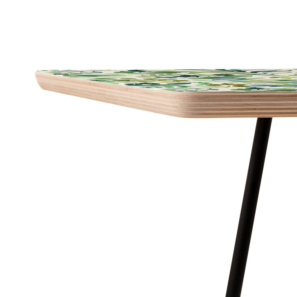 Ninola Design Botanic Retreat Loose Botanical Leaves Watercolor Green Side Table