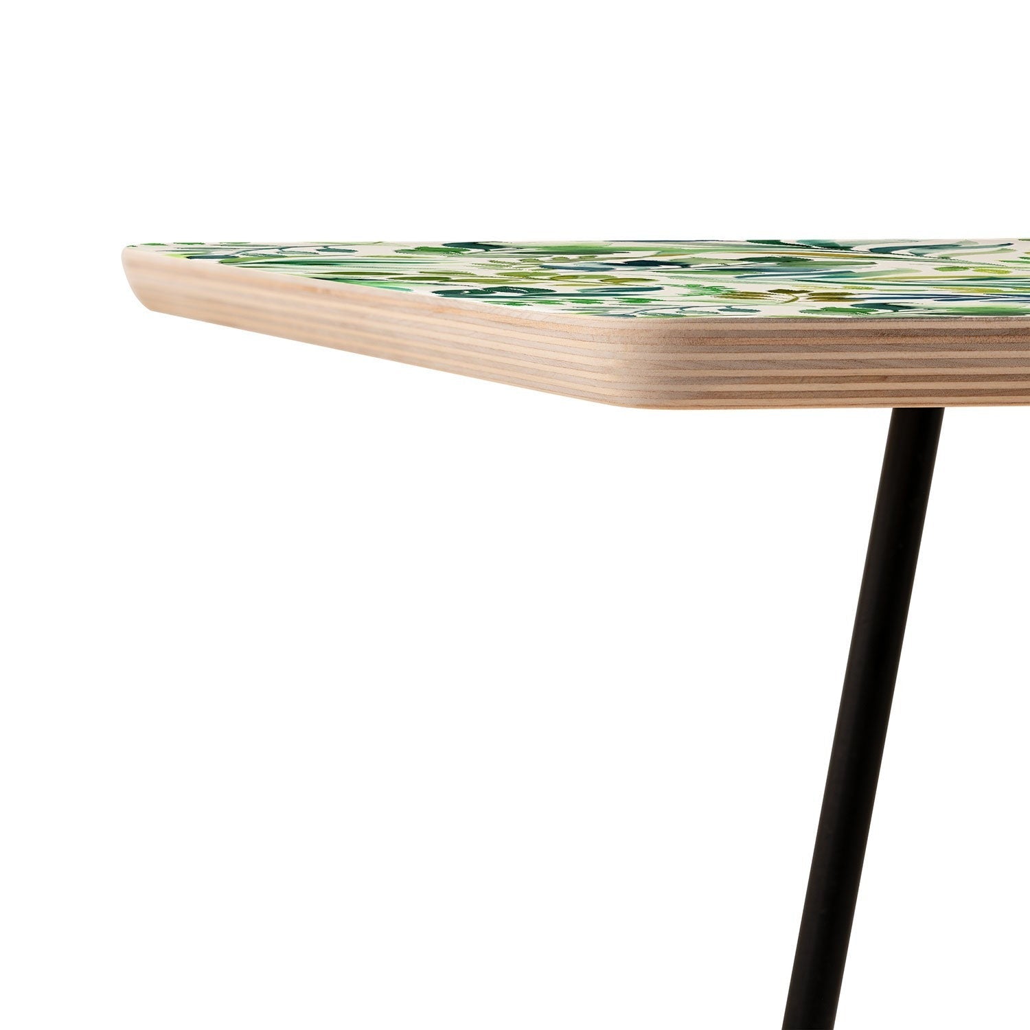 Ninola Design Botanic Retreat Loose Botanical Leaves Watercolor Green Side Table