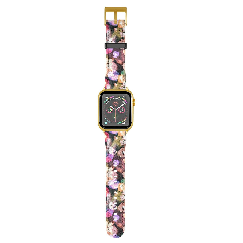 Ninola Design Botanic Retreat Ombre Abstract Watercolor Flowers Pink gold Apple Watch Band
