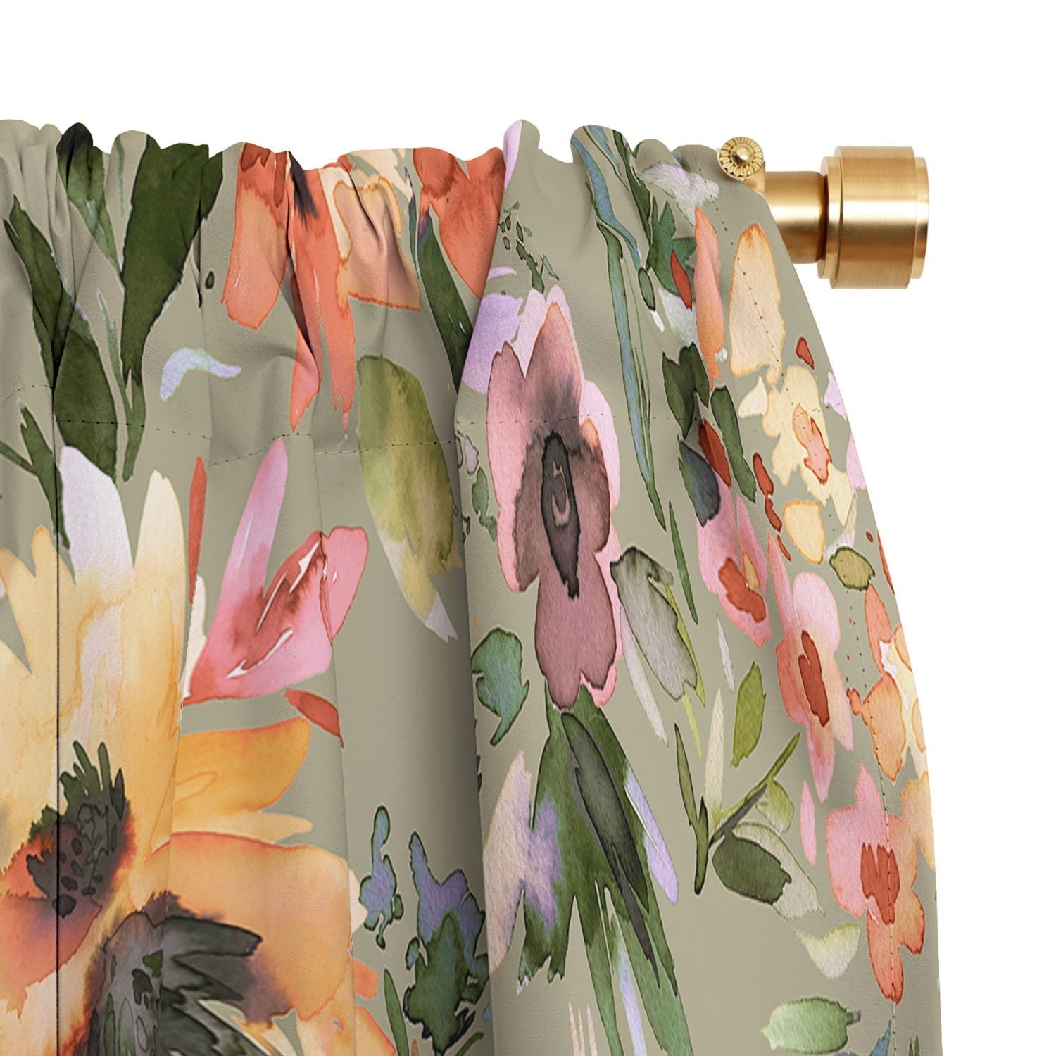 Ninola Design Botanic Retreat Painterly Tropical Flowers Sage Green Blackout Non Repeat