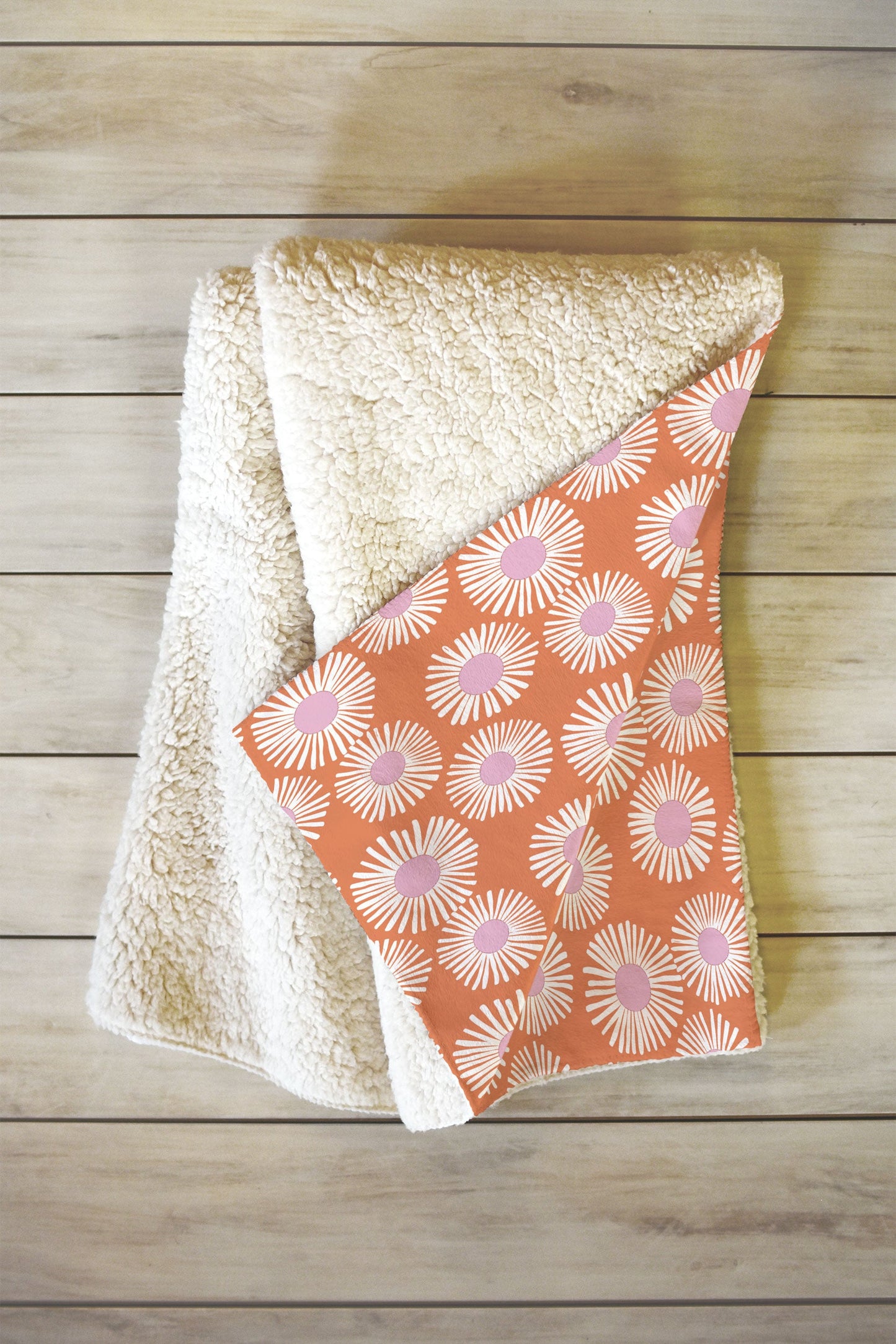 Alice Rebecca Potter Terracotta Daisy Fleece Throw Blanket