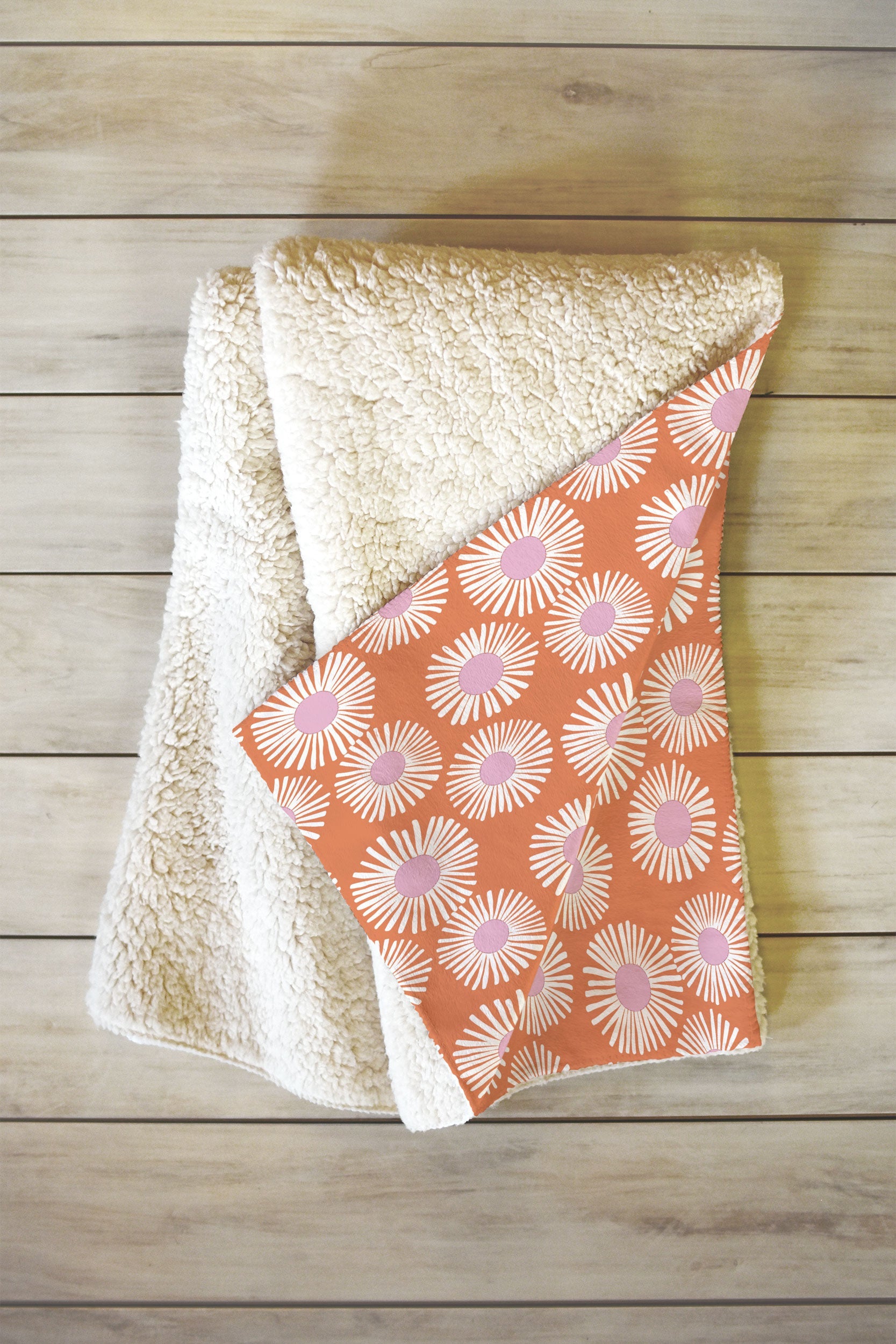 Alice Rebecca Potter Terracotta Daisy Fleece Throw Blanket