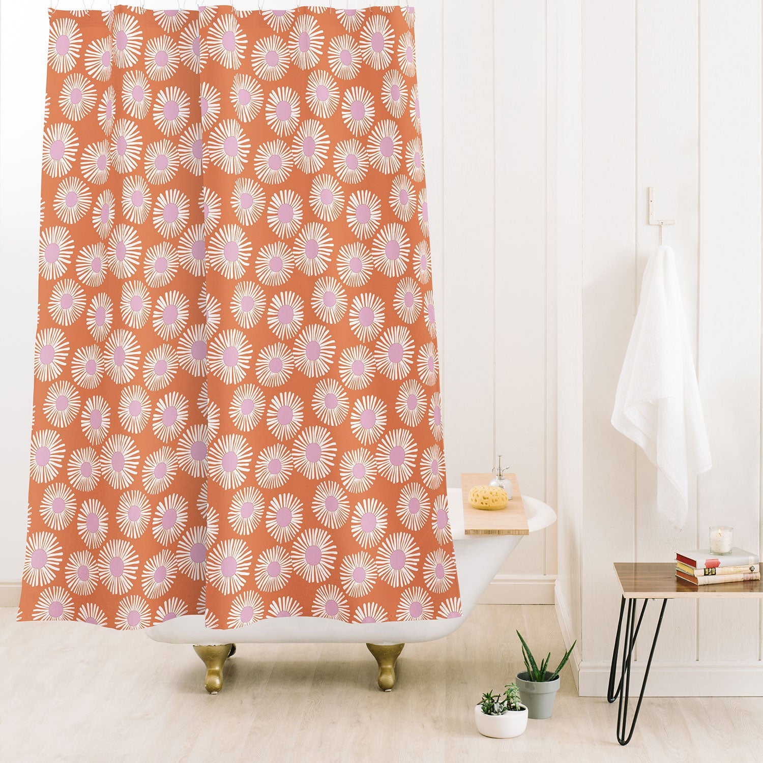 Alice Rebecca Potter Terracotta Daisy Shower Curtain