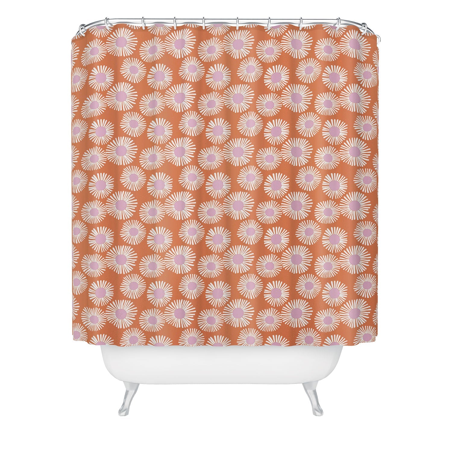 Alice Rebecca Potter Terracotta Daisy Shower Curtain
