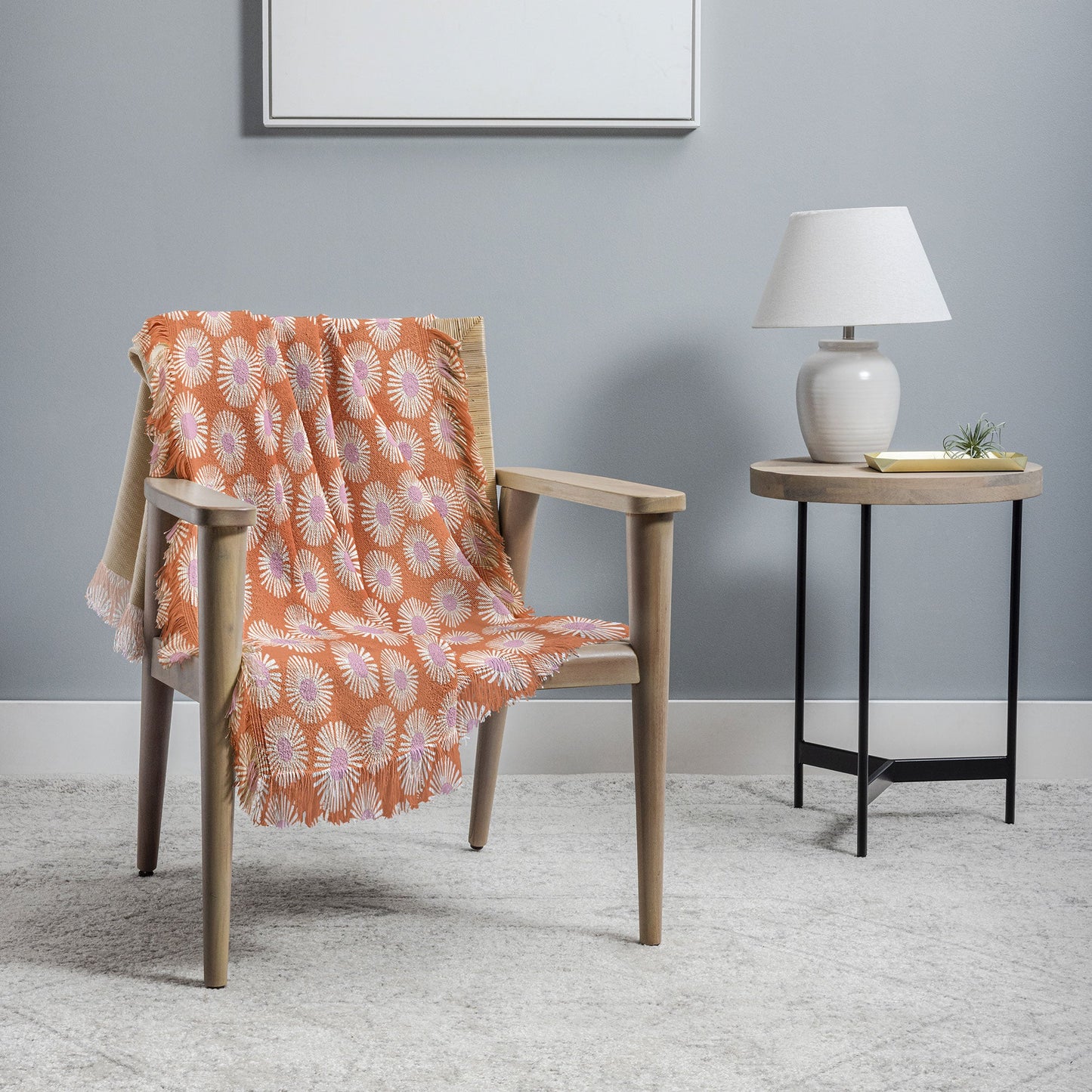 Alice Rebecca Potter Terracotta Daisy Throw Blanket