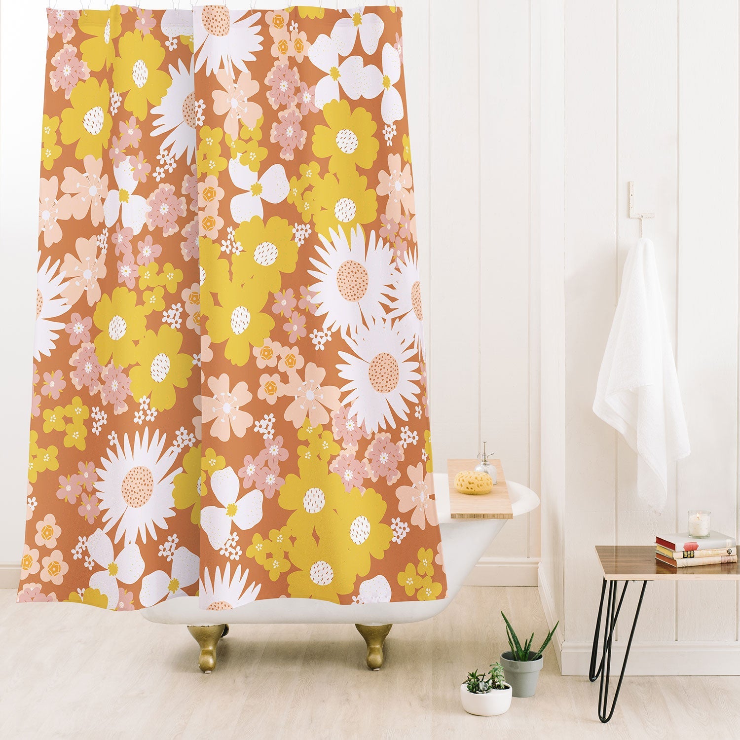 Alice Rebecca Potter Wildflower Retro Ditsy Flower Shower Curtain