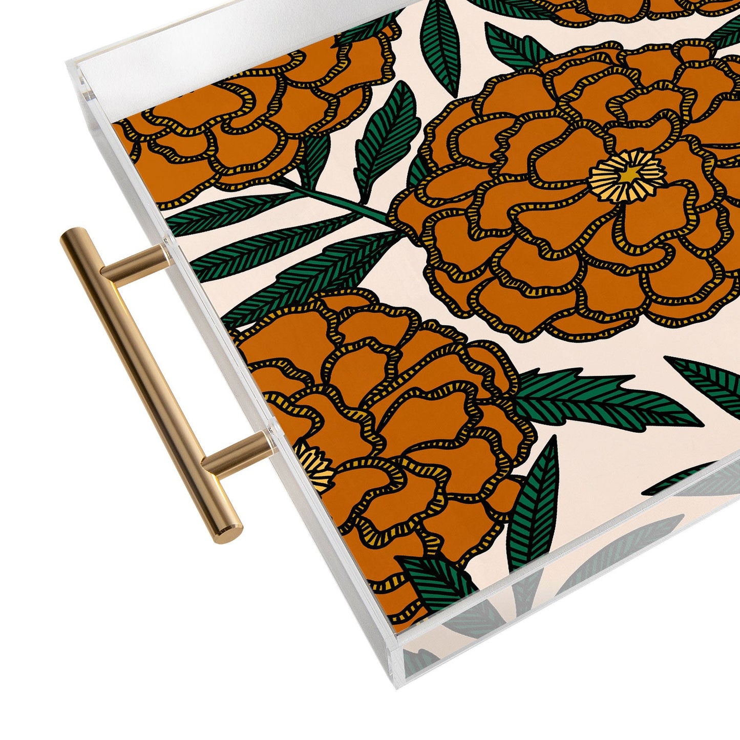 Alisa Galitsyna Orange Marigolds Acrylic Tray