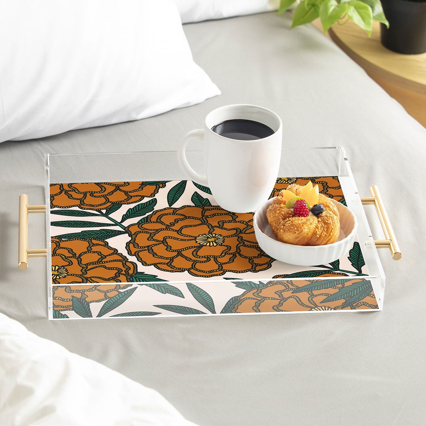 Alisa Galitsyna Orange Marigolds Acrylic Tray