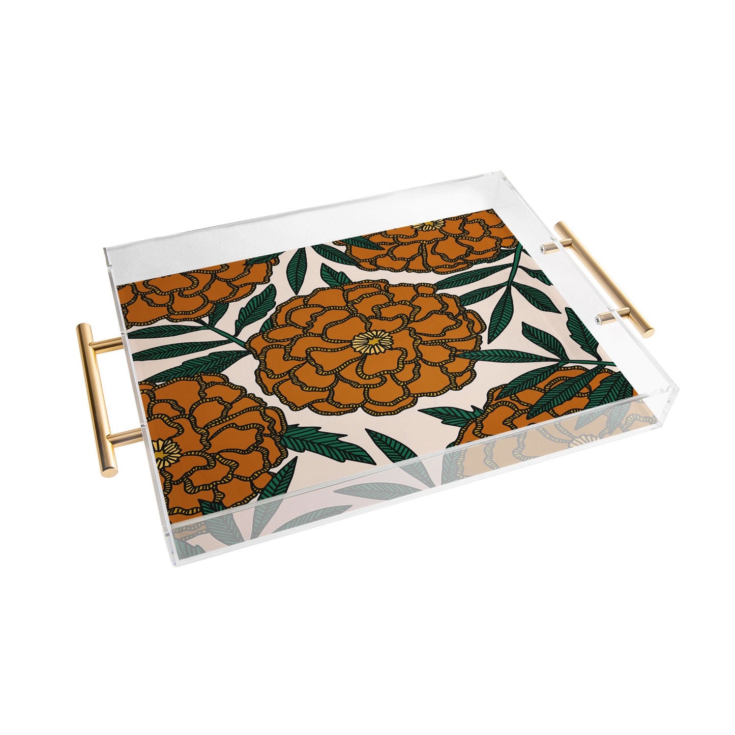 Alisa Galitsyna Orange Marigolds Acrylic Tray
