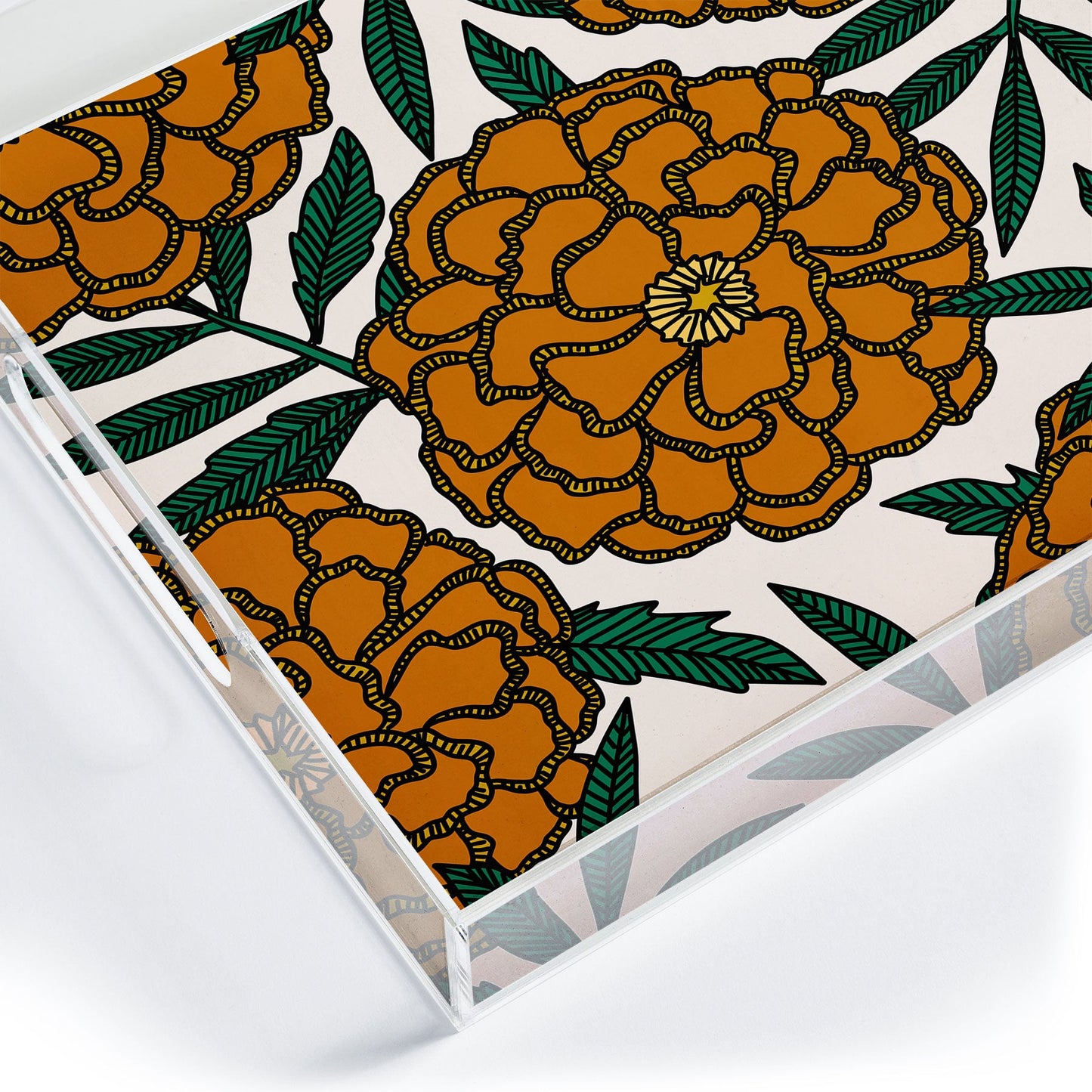 Alisa Galitsyna Orange Marigolds Acrylic Tray