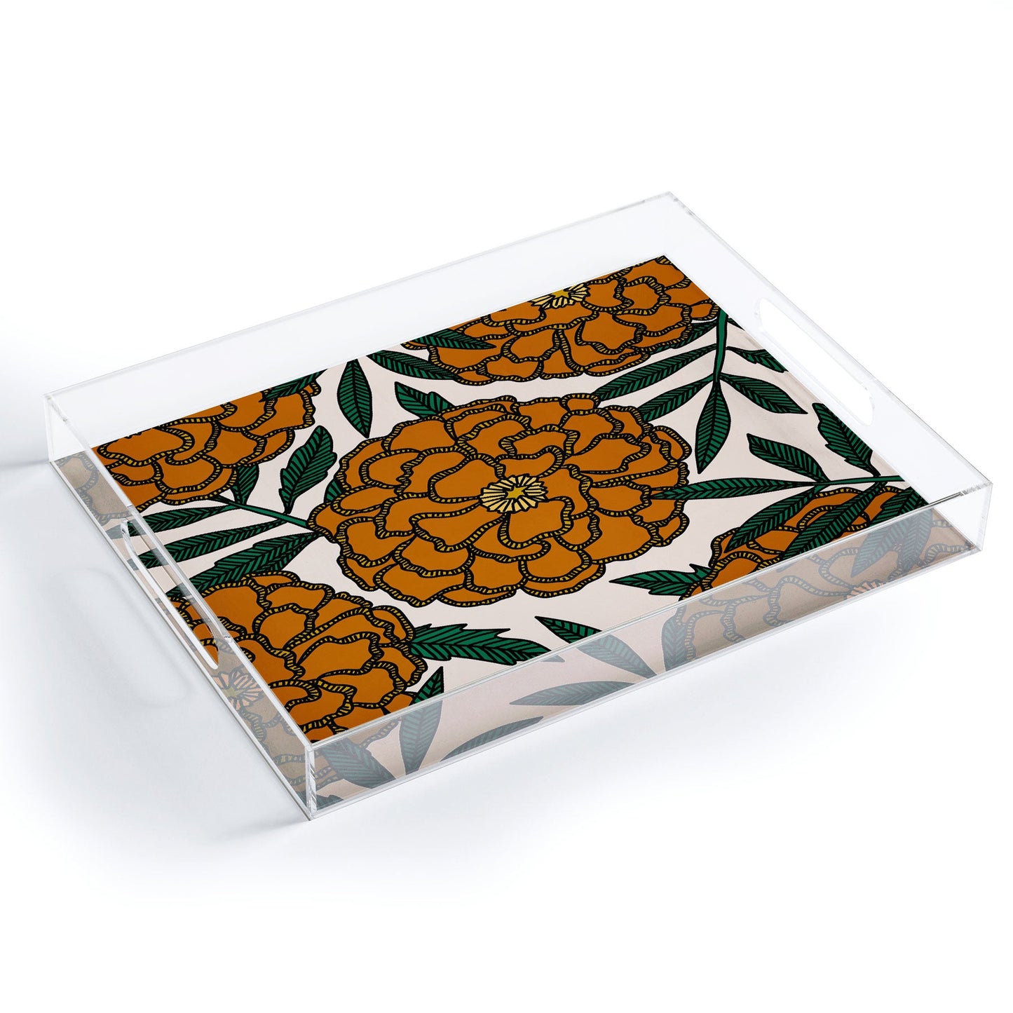 Alisa Galitsyna Orange Marigolds Acrylic Tray