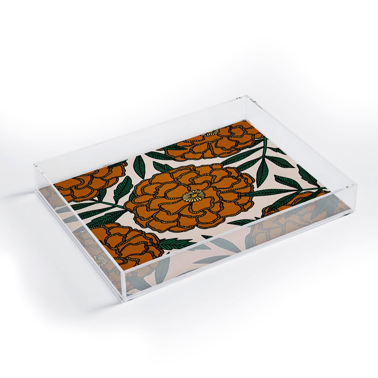 Alisa Galitsyna Orange Marigolds Acrylic Tray
