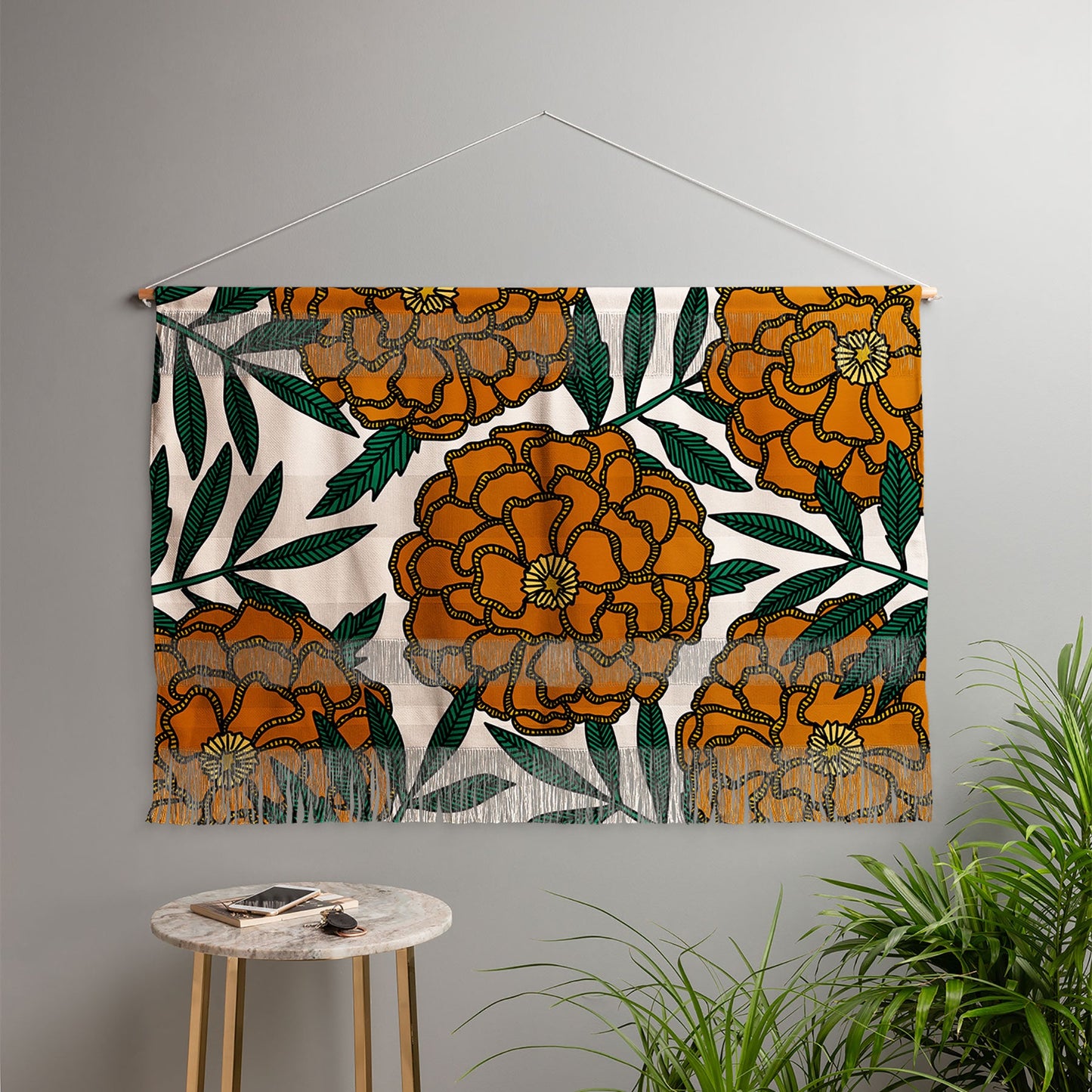 Alisa Galitsyna Orange Marigolds Wall Hanging Landscape