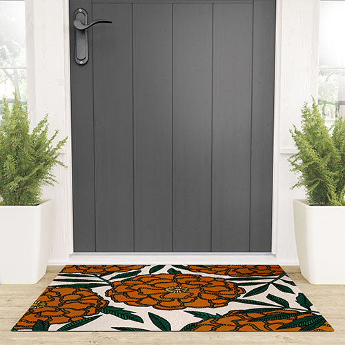 Alisa Galitsyna Orange Marigolds Welcome Mat