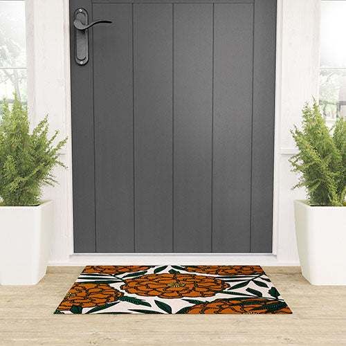 Alisa Galitsyna Orange Marigolds Welcome Mat