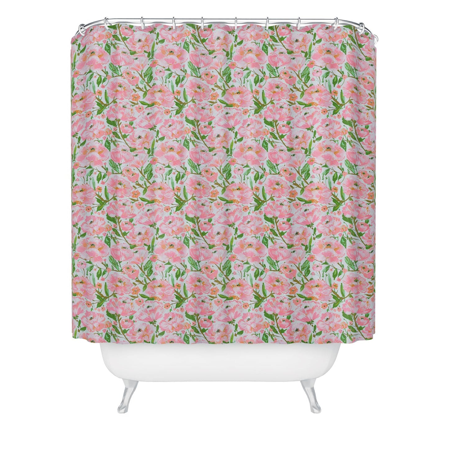 alison janssen Pink Summer Roses Shower Curtain