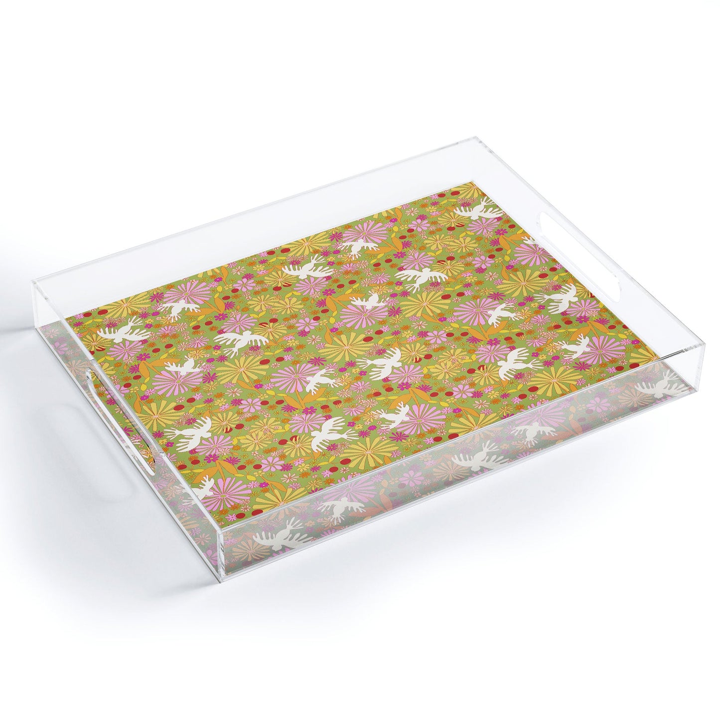 Alja Horvat Birds Flowers Acrylic Tray