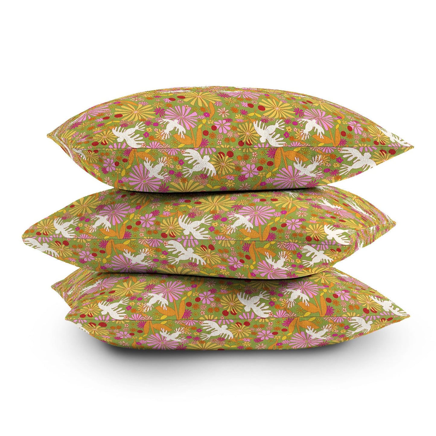 Alja Horvat Birds Flowers Throw Pillow