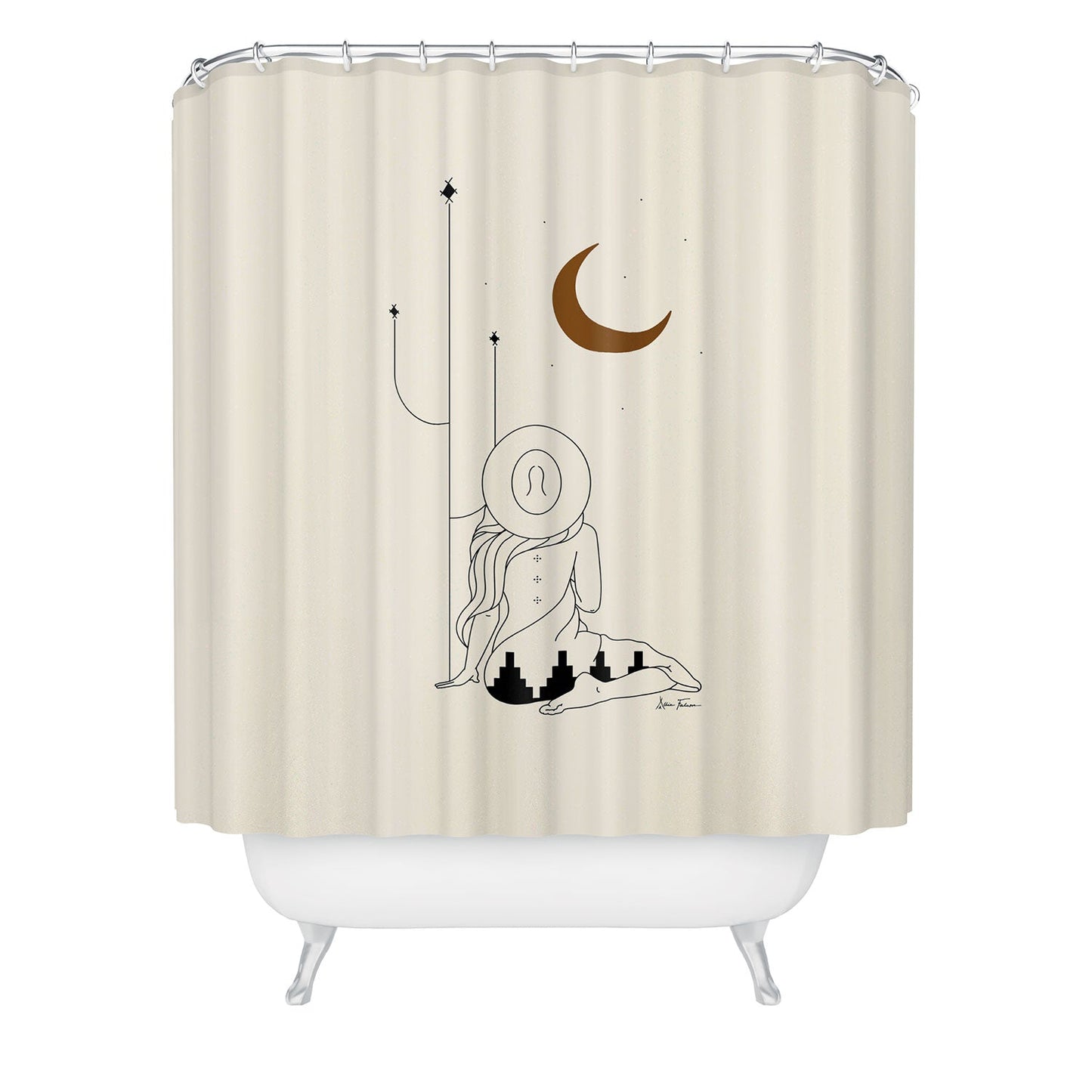 Allie Falcon Talking to the Moon Rustic Shower Curtain