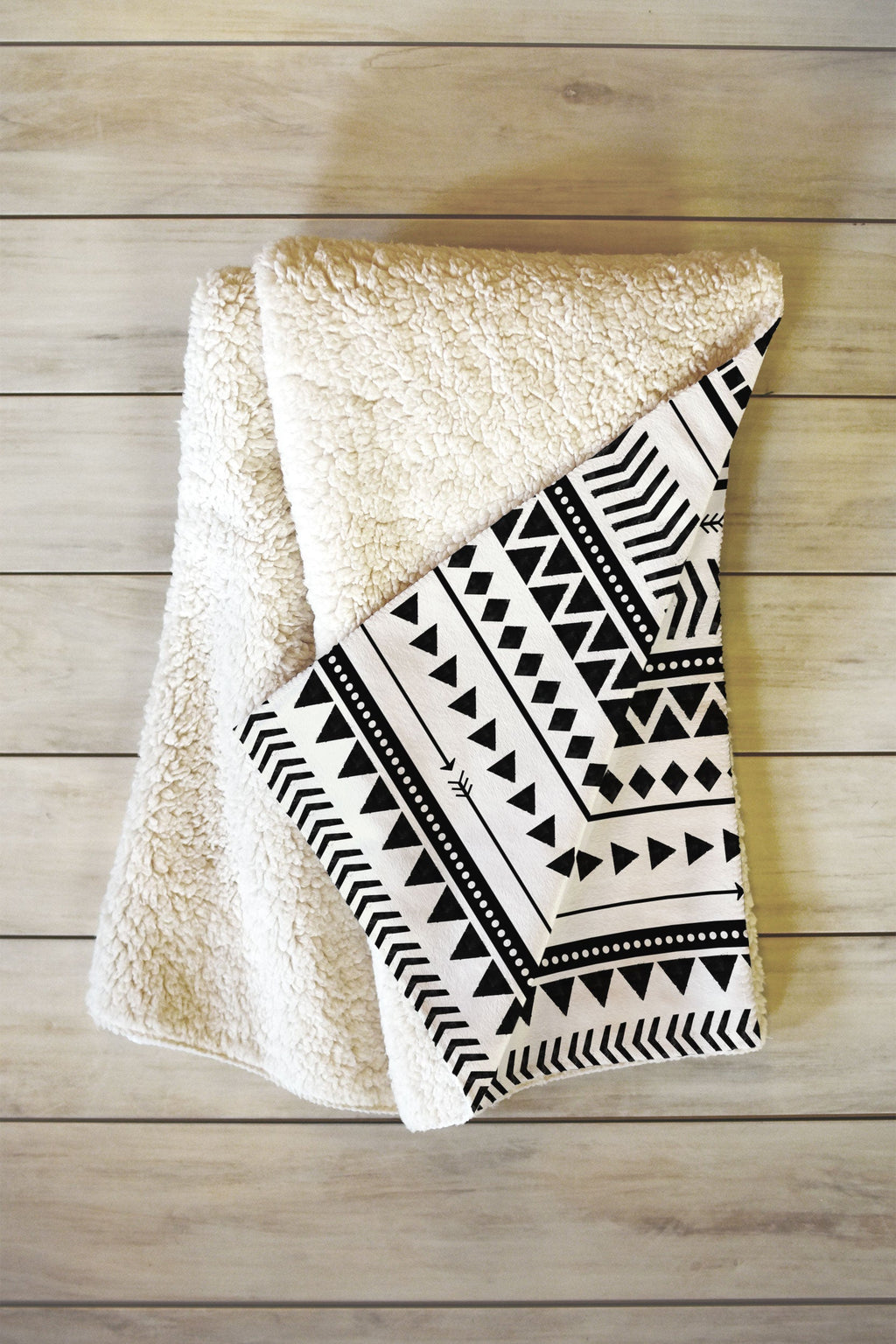 Allyson Johnson Black And White Aztec Pattern Fleece Throw Blanket