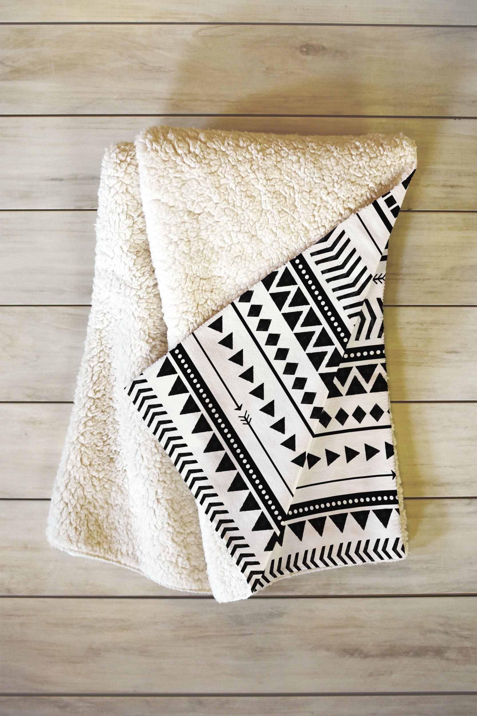 Allyson Johnson Black And White Aztec Pattern Fleece Throw Blanket