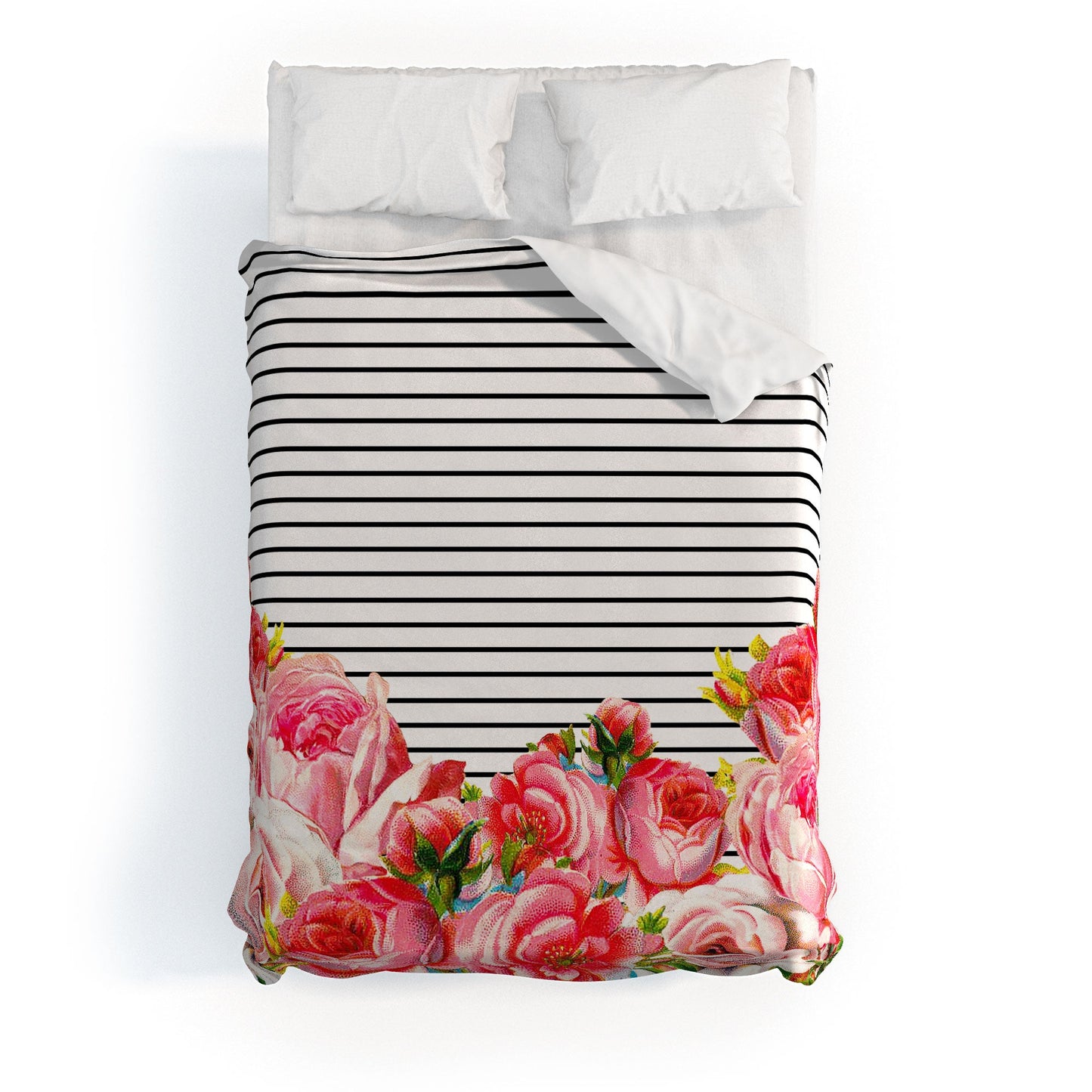 Allyson Johnson Bold Floral and stripes Duvet Cover