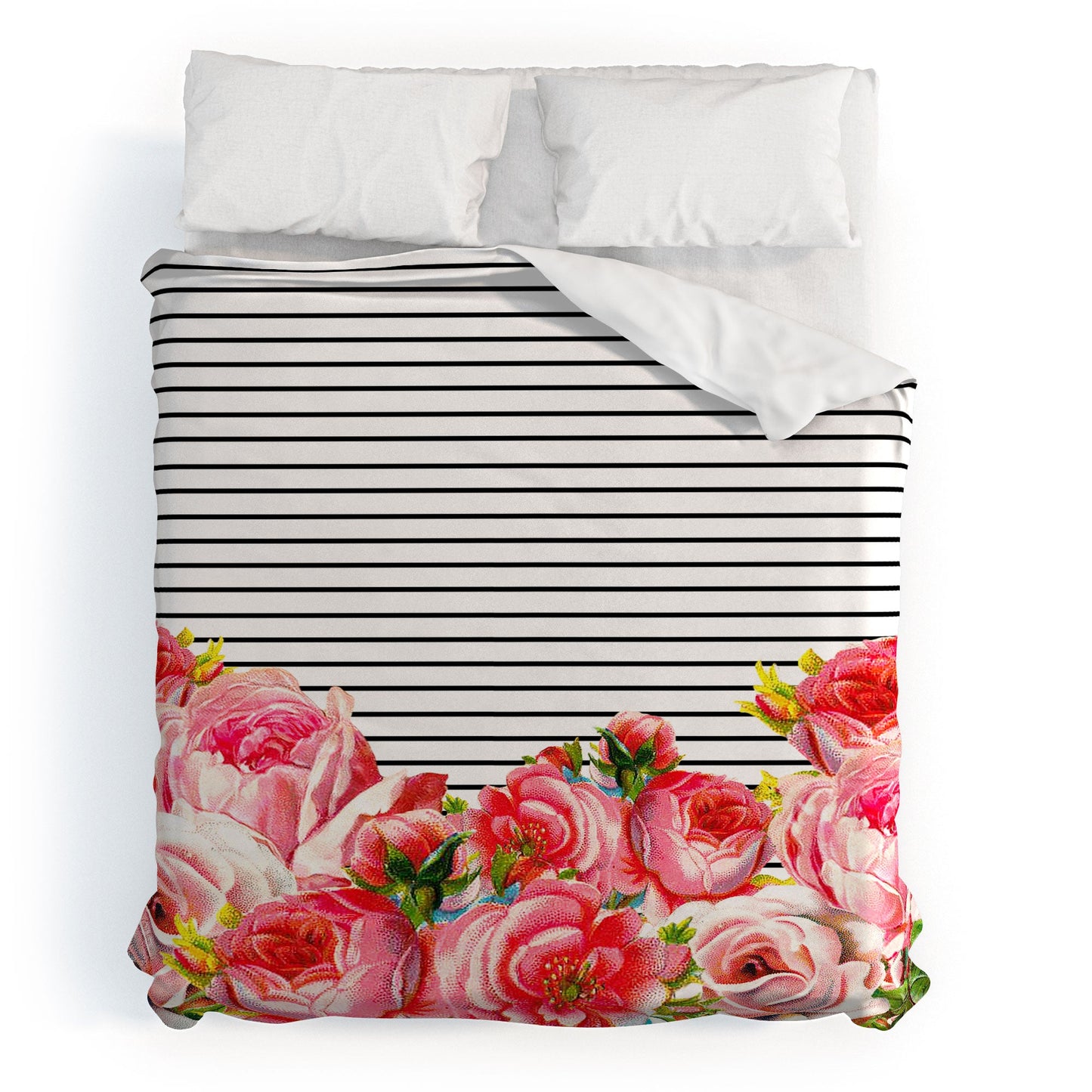 Allyson Johnson Bold Floral and stripes Duvet Cover