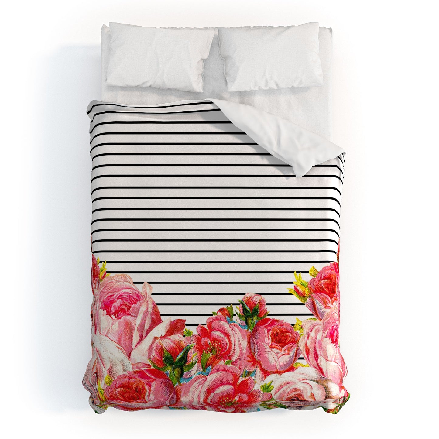 Allyson Johnson Bold Floral and stripes Duvet Cover