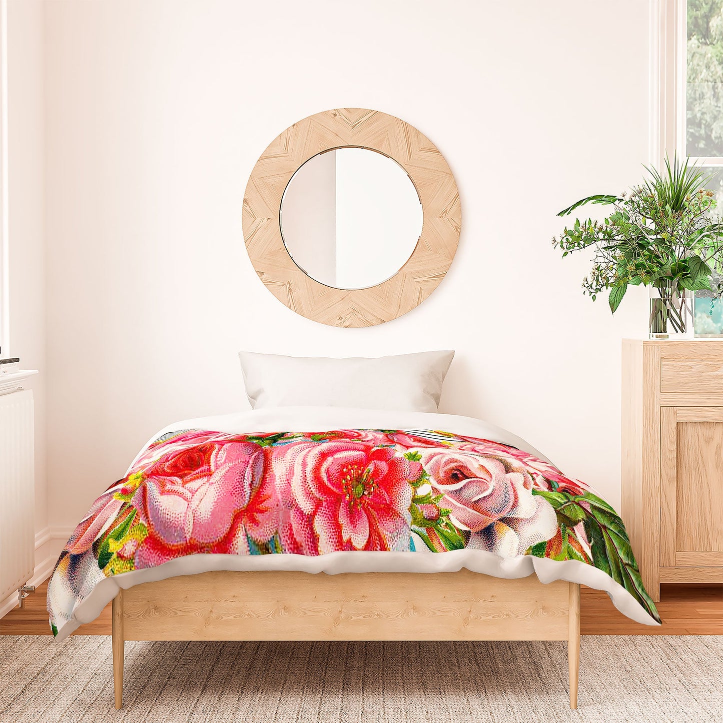 Allyson Johnson Bold Floral and stripes Duvet Cover