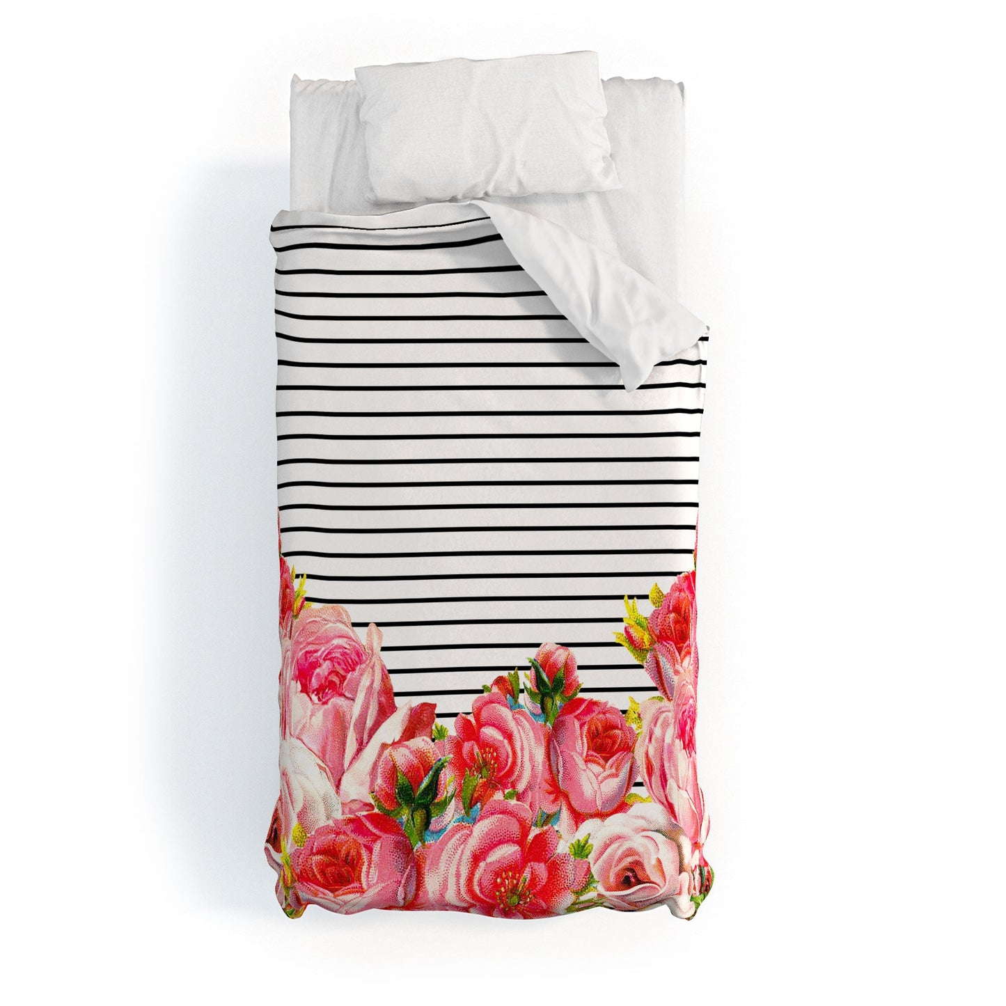 Allyson Johnson Bold Floral and stripes Duvet Cover