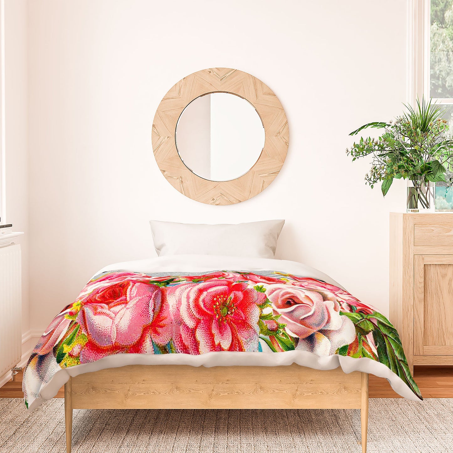 Allyson Johnson Bold Floral and stripes Duvet Cover