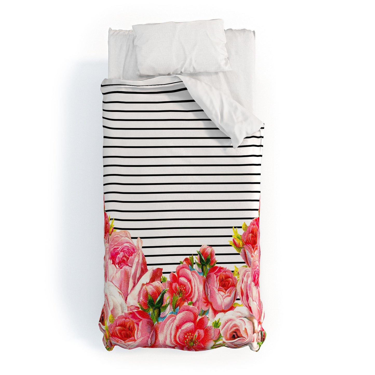 Allyson Johnson Bold Floral and stripes Duvet Cover