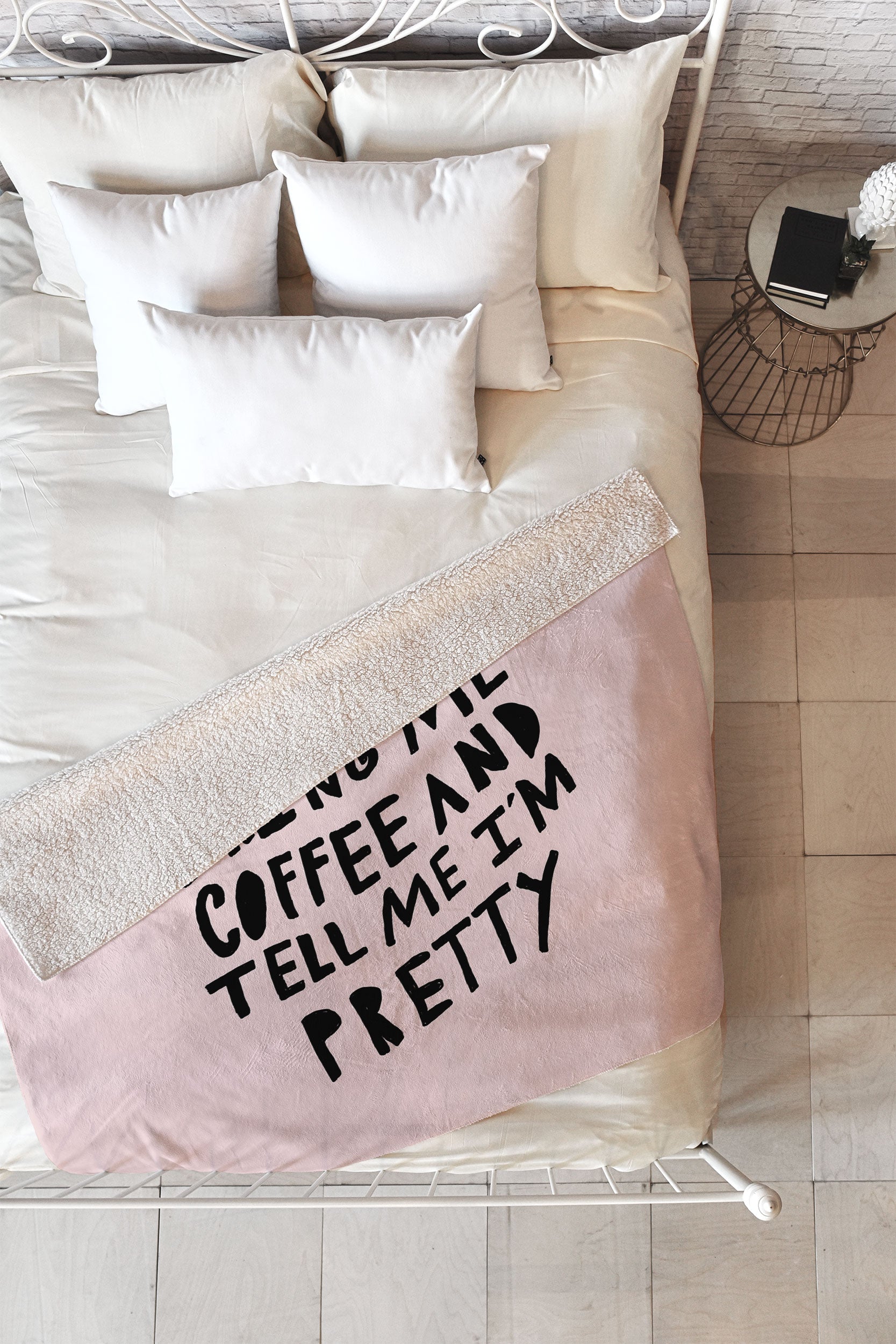 Allyson Johnson Bring me coffee pink Fleece Throw Blanket