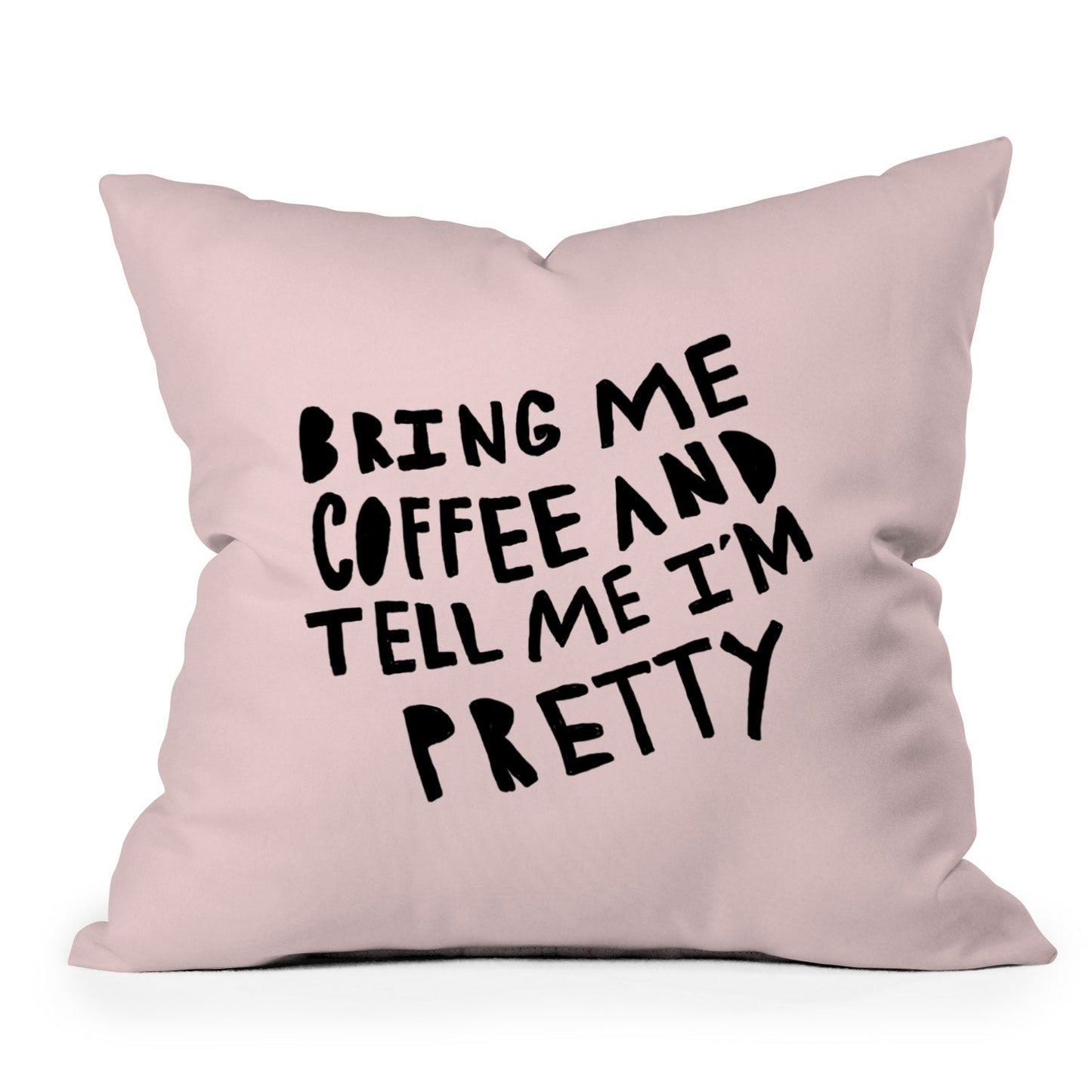 Allyson Johnson Bring me coffee pink Outdoor Throw Pillow