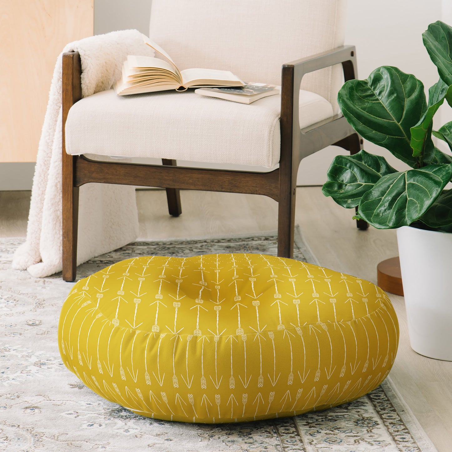 Allyson Johnson Chartreuse Arrows Floor Pillow Round
