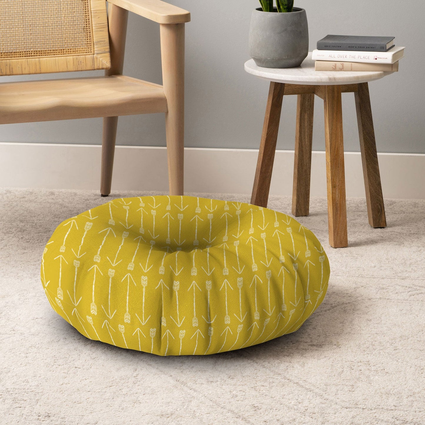 Allyson Johnson Chartreuse Arrows Floor Pillow Round