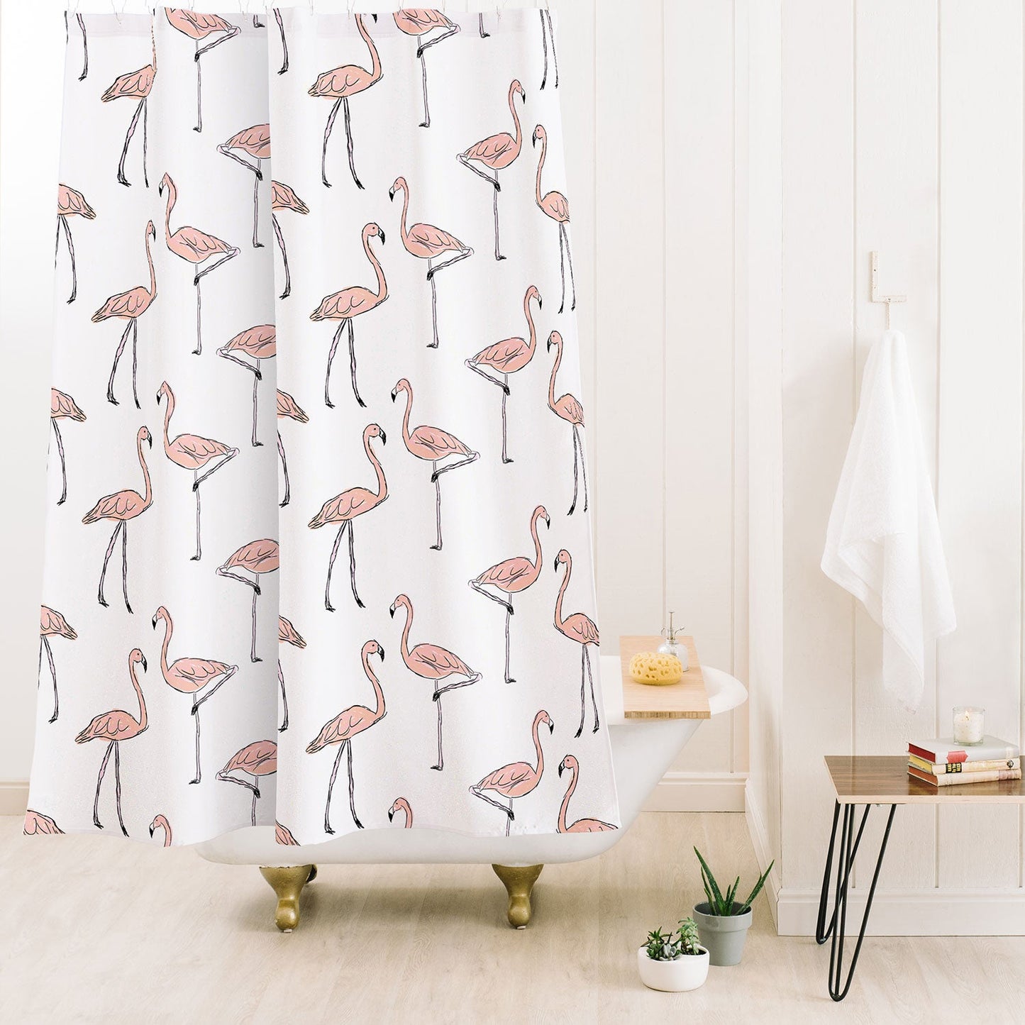 Allyson Johnson Fancy Flamingos Shower Curtain