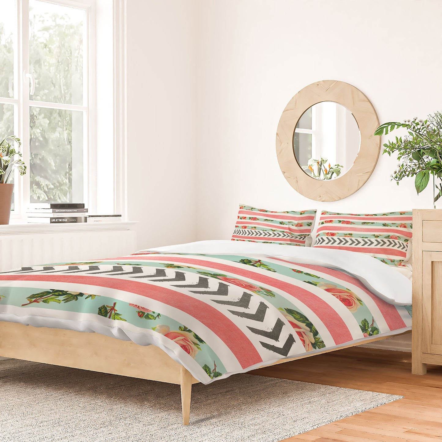 Allyson Johnson Floral Stripes And Arrows Duvet Cover