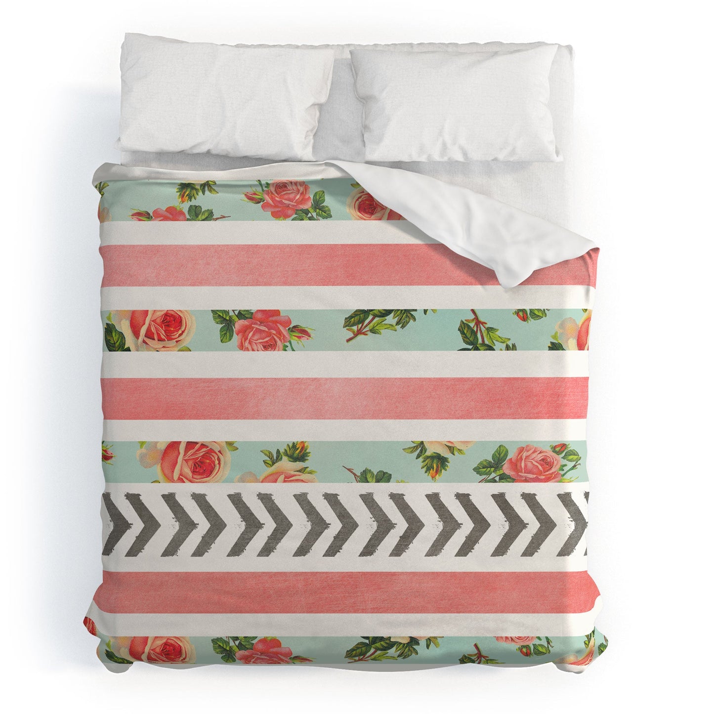 Allyson Johnson Floral Stripes And Arrows Duvet Cover