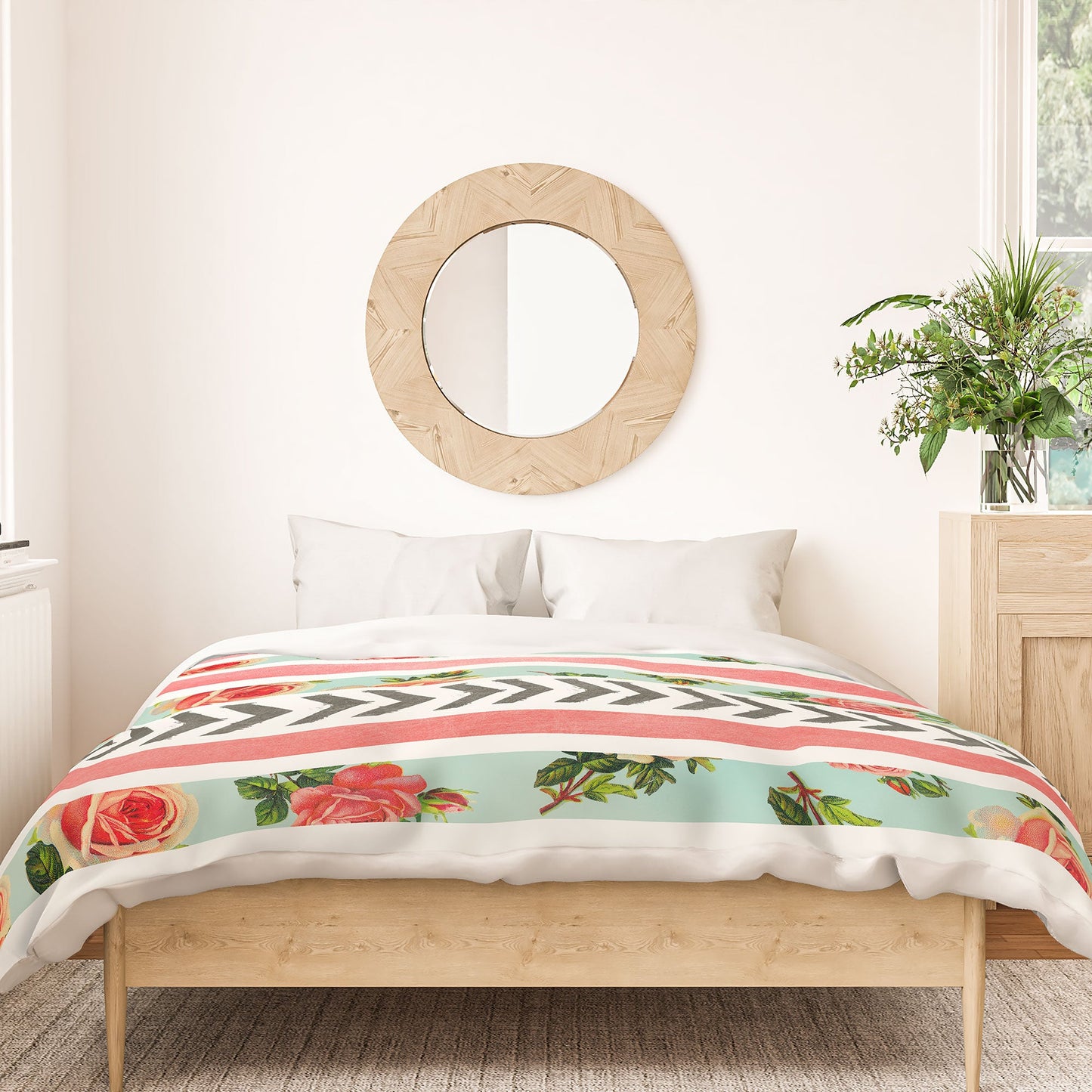 Allyson Johnson Floral Stripes And Arrows Duvet Cover