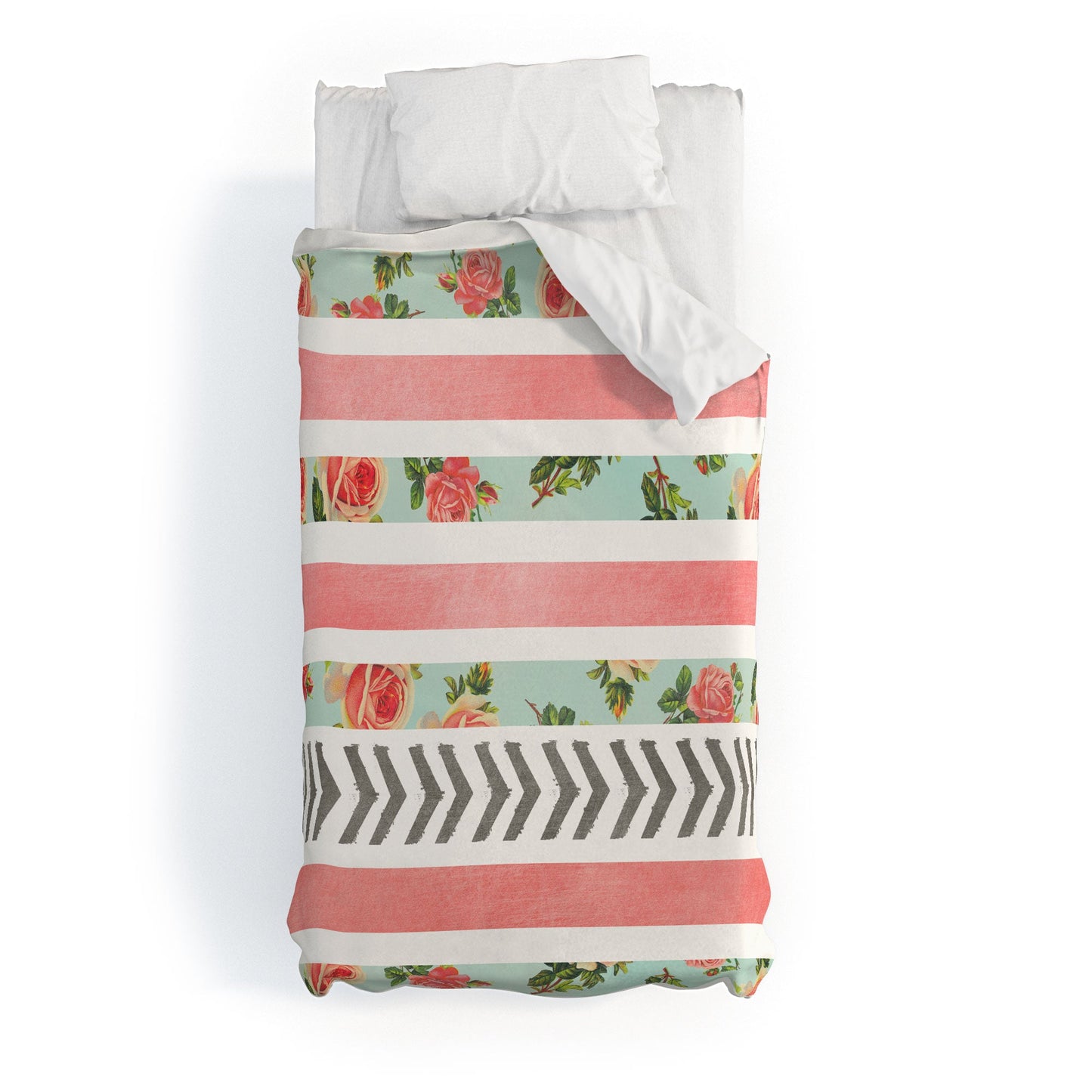 Allyson Johnson Floral Stripes And Arrows Duvet Cover