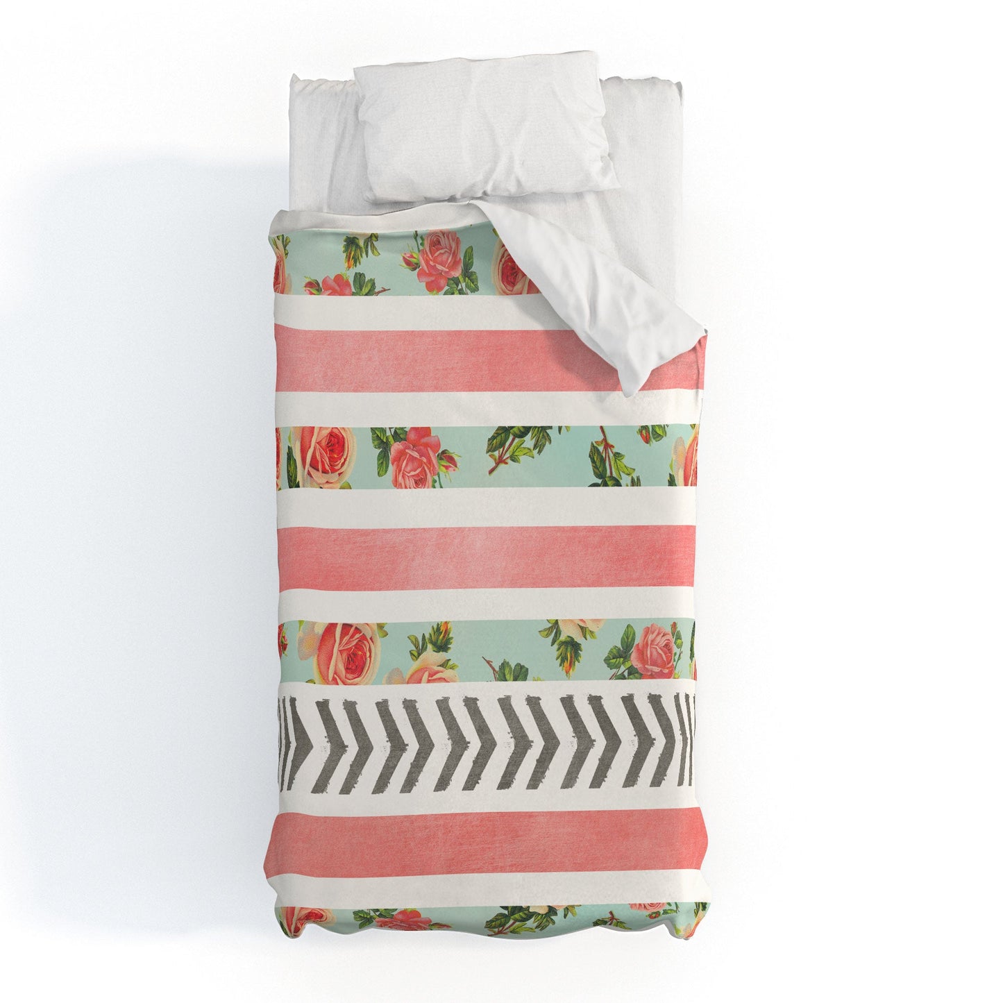 Allyson Johnson Floral Stripes And Arrows Duvet Cover