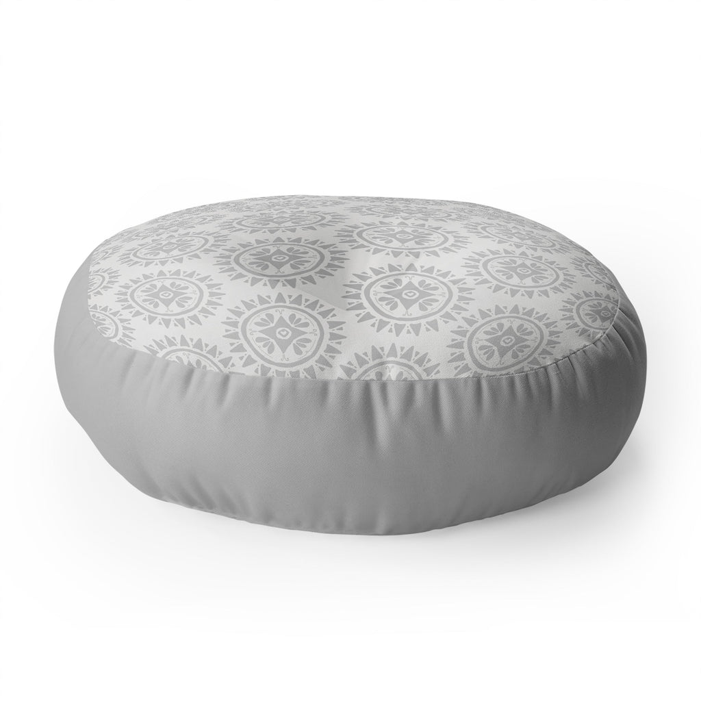Allyson Johnson Grey Medallion Pattern Floor Pillow Round