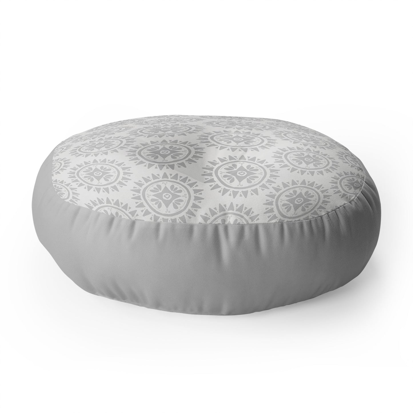 Allyson Johnson Grey Medallion Pattern Floor Pillow Round