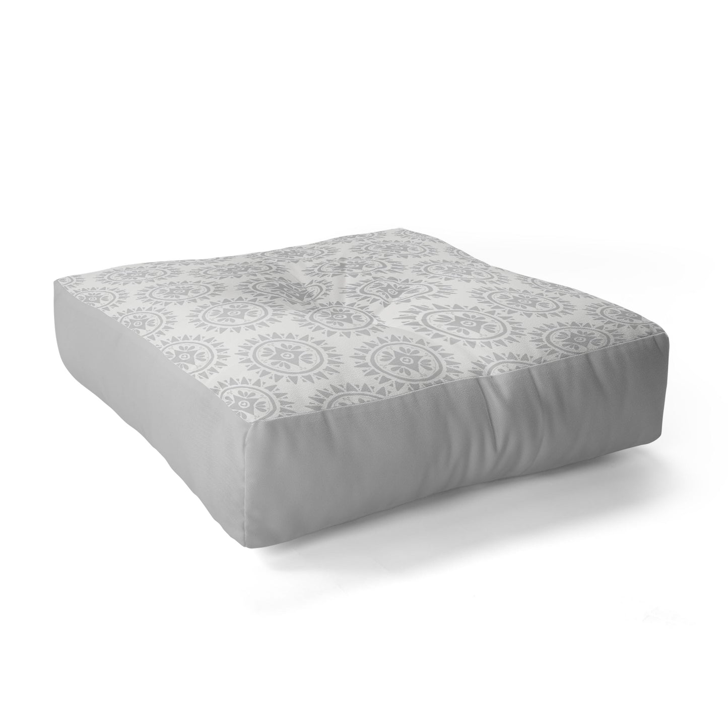 Allyson Johnson Grey Medallion Pattern Floor Pillow Square