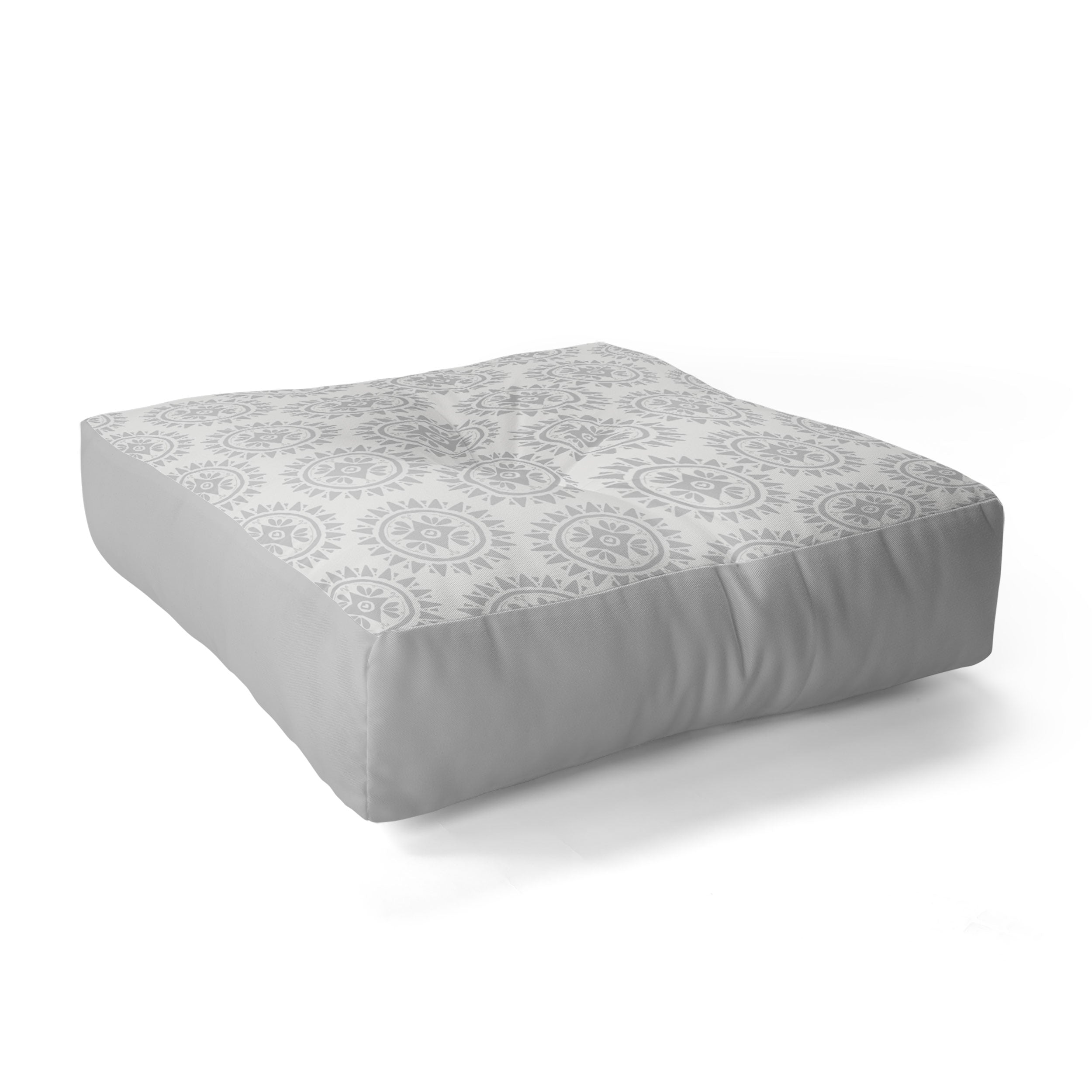 Allyson Johnson Grey Medallion Pattern Floor Pillow Square